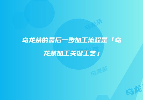 乌龙茶的最后一步加工流程是「乌龙茶加工关键工艺」