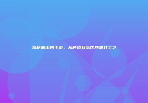揭秘南山白毛茶：从种植到品饮的极致工艺