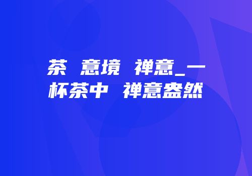 茶 意境 禅意_一杯茶中 禅意盎然
