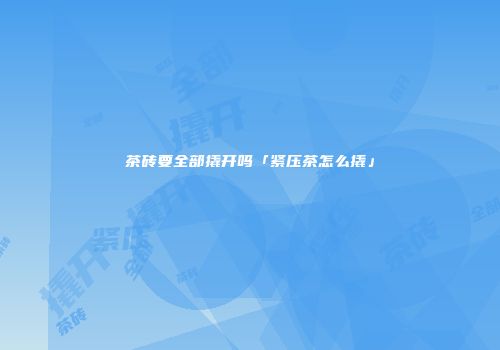 茶砖要全部撬开吗「紧压茶怎么撬」