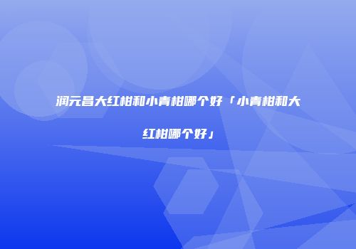 润元昌大红柑和小青柑哪个好「小青柑和大红柑哪个好」