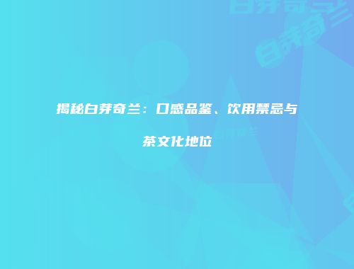 揭秘白芽奇兰：口感品鉴、饮用禁忌与茶文化地位