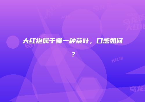 大红袍属于哪一种茶叶，口感如何？