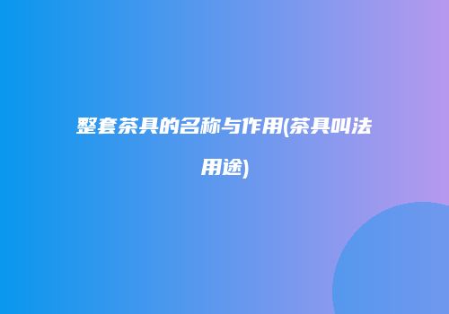 整套茶具的名称与作用(茶具叫法用途)