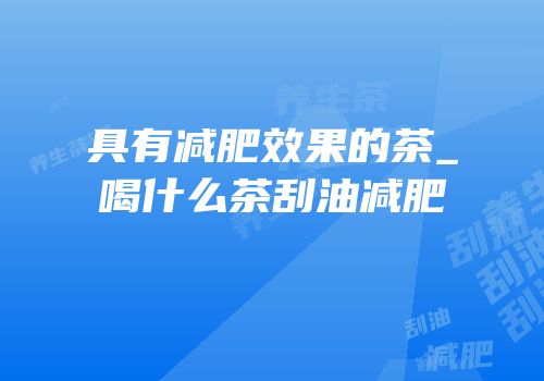 具有减肥效果的茶_喝什么茶刮油减肥