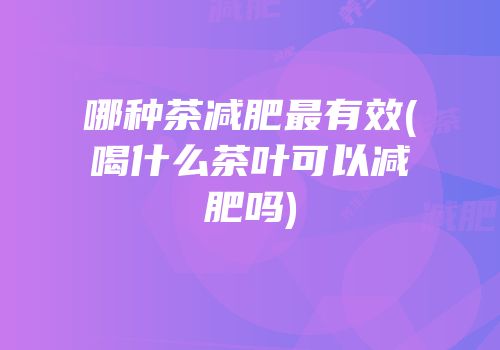哪种茶减肥最有效(喝什么茶叶可以减肥吗)