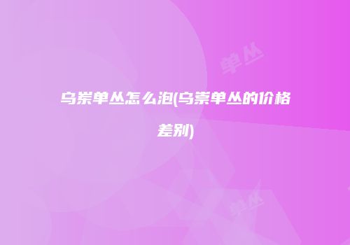 乌岽单丛怎么泡(乌崇单丛的价格差别)