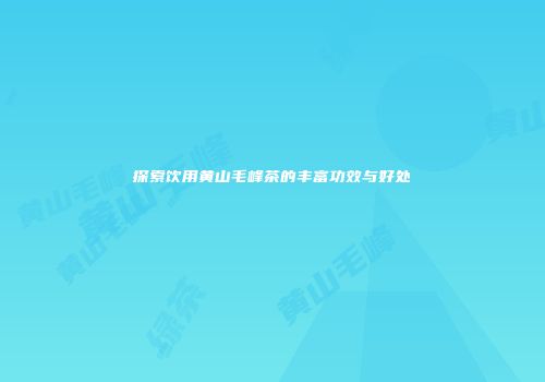 探索饮用黄山毛峰茶的丰富功效与好处