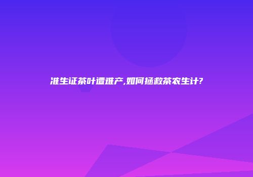 准生证茶叶遭难产,如何拯救茶农生计?