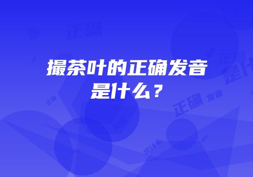 撮茶叶的正确发音是什么？