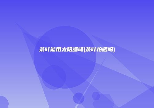 茶叶能用太阳晒吗(茶叶怕晒吗)