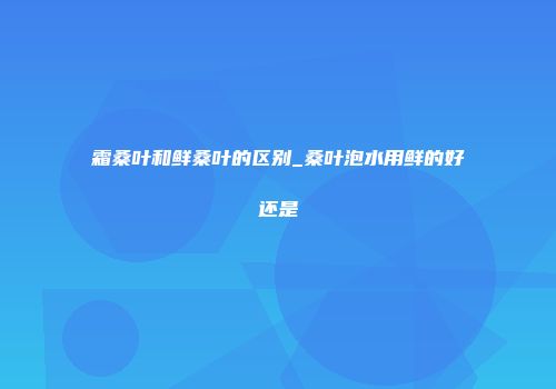 霜桑叶和鲜桑叶的区别_桑叶泡水用鲜的好还是
