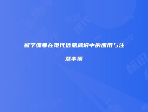 数字编号在现代信息标识中的应用与注意事项