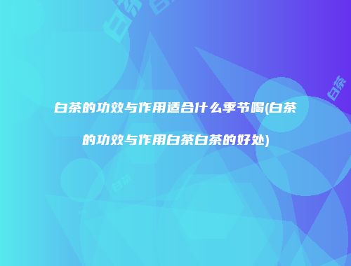 白茶的功效与作用适合什么季节喝(白茶的功效与作用白茶白茶的好处)