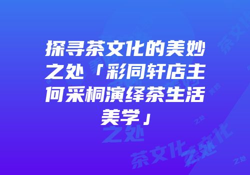 探寻茶文化的美妙之处「彩同轩店主何采桐演绎茶生活美学」