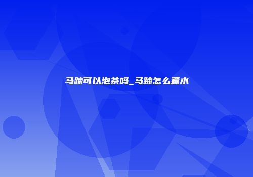 马蹄可以泡茶吗_马蹄怎么煮水