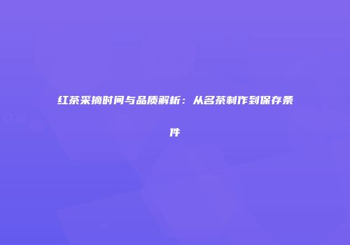 红茶采摘时间与品质解析：从名茶制作到保存条件