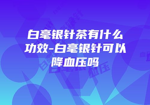 白毫银针茶有什么功效-白毫银针可以降血压吗
