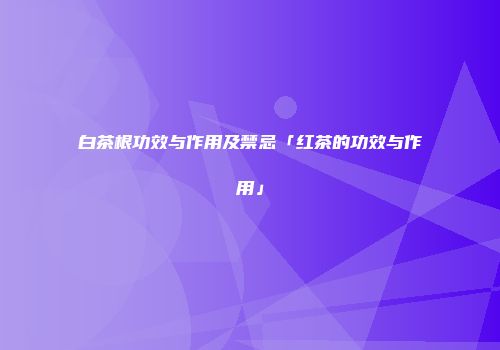 白茶根功效与作用及禁忌「红茶的功效与作用」