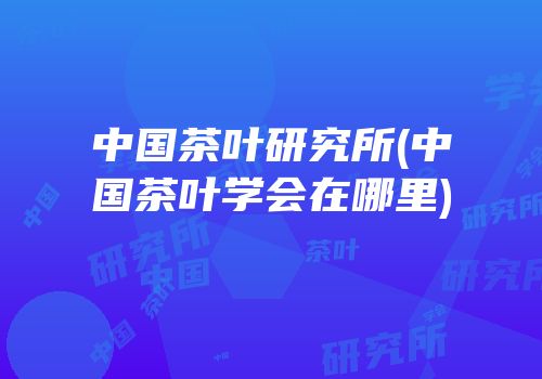 中国茶叶研究所(中国茶叶学会在哪里)