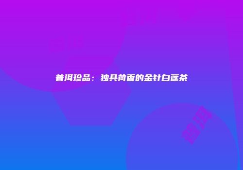 普洱珍品：独具荷香的金针白莲茶