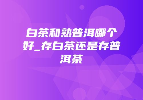 白茶和熟普洱哪个好_存白茶还是存普洱茶