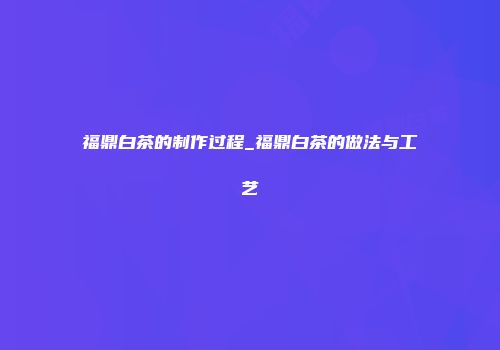 福鼎白茶的制作过程_福鼎白茶的做法与工艺