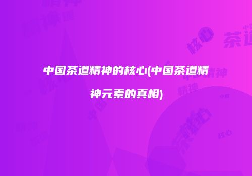 中国茶道精神的核心(中国茶道精神元素的真相)