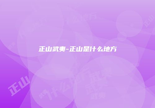 正山武夷-正山是什么地方