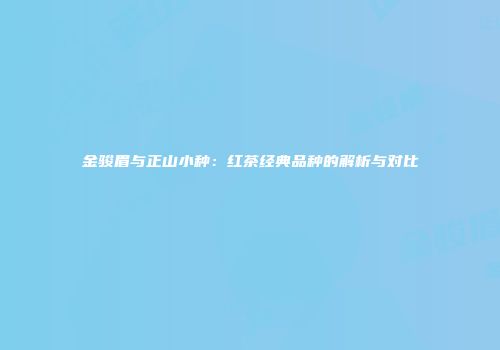 金骏眉与正山小种：红茶经典品种的解析与对比