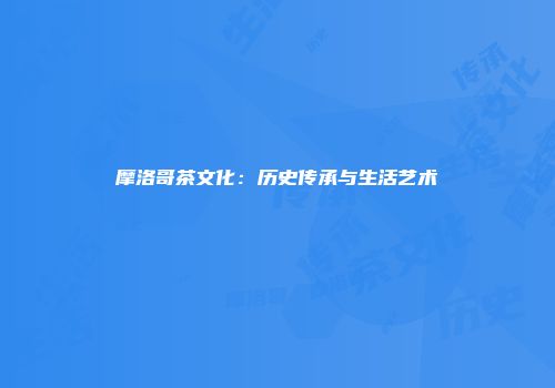 摩洛哥茶文化：历史传承与生活艺术