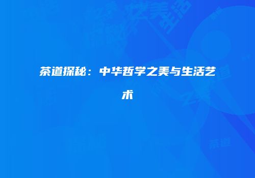 茶道探秘：中华哲学之美与生活艺术