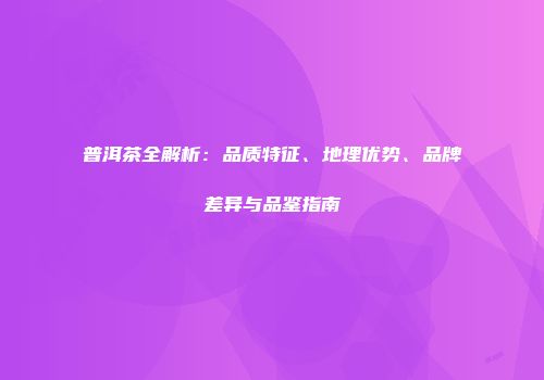 普洱茶全解析：品质特征、地理优势、品牌差异与品鉴指南
