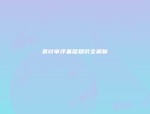 茶叶审评基础知识全解析