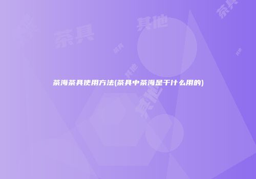 茶海茶具使用方法(茶具中茶海是干什么用的)