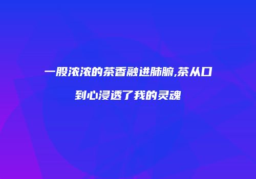 一股浓浓的茶香融进肺腑,茶从口到心浸透了我的灵魂