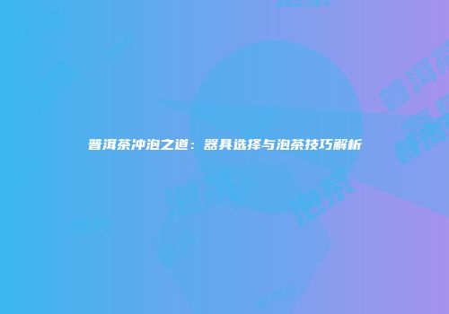 普洱茶冲泡之道：器具选择与泡茶技巧解析
