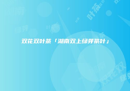 双花双叶茶「湖南双上绿芽茶叶」