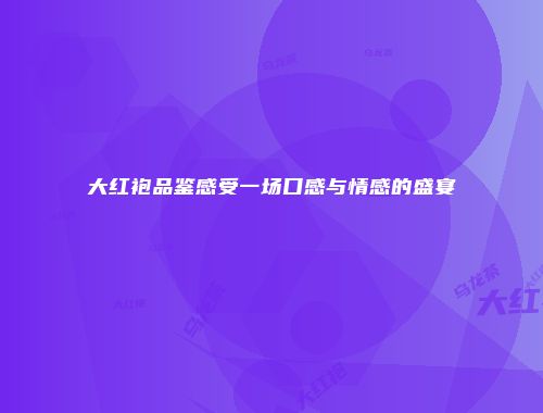 大红袍品鉴感受一场口感与情感的盛宴