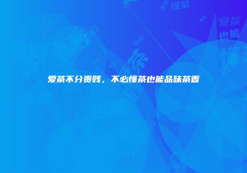 爱茶不分贵贱，不必懂茶也能品味茶香