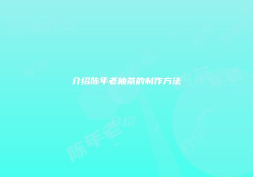 介绍陈年老柚茶的制作方法