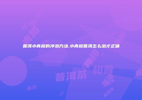 普洱小青柑的冲泡方法,小青柑普洱怎么泡才正确