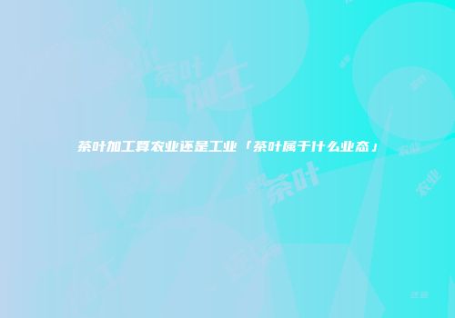 茶叶加工算农业还是工业「茶叶属于什么业态」