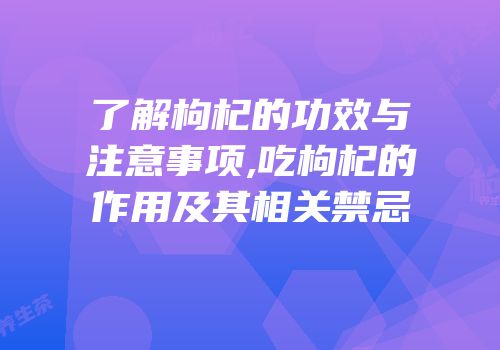 了解枸杞的功效与注意事项,吃枸杞的作用及其相关禁忌