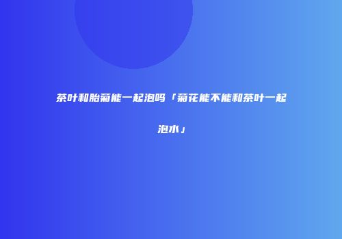 茶叶和胎菊能一起泡吗「菊花能不能和茶叶一起泡水」
