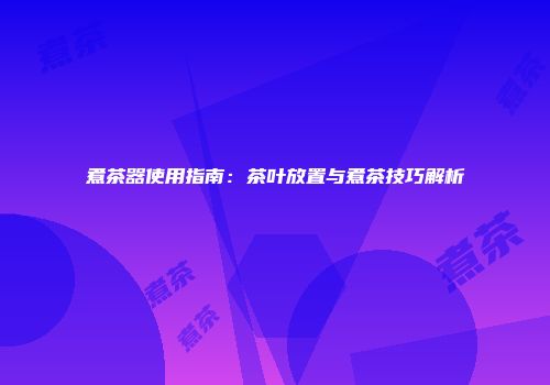 煮茶器使用指南：茶叶放置与煮茶技巧解析