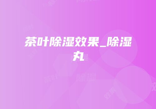 茶叶除湿效果_除湿丸