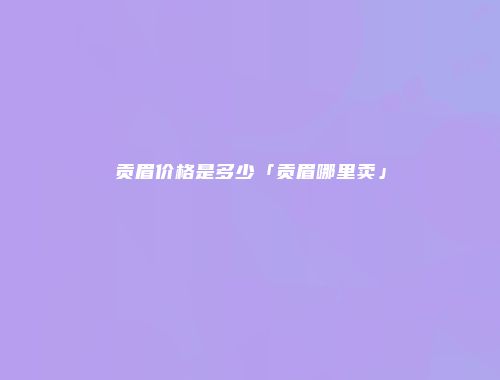 贡眉价格是多少「贡眉哪里卖」