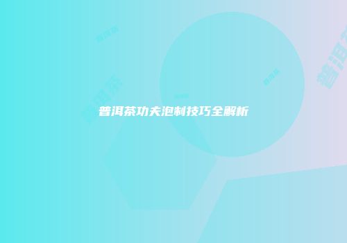 普洱茶功夫泡制技巧全解析