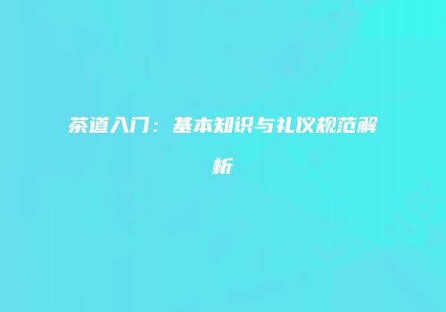 茶道入门：基本知识与礼仪规范解析